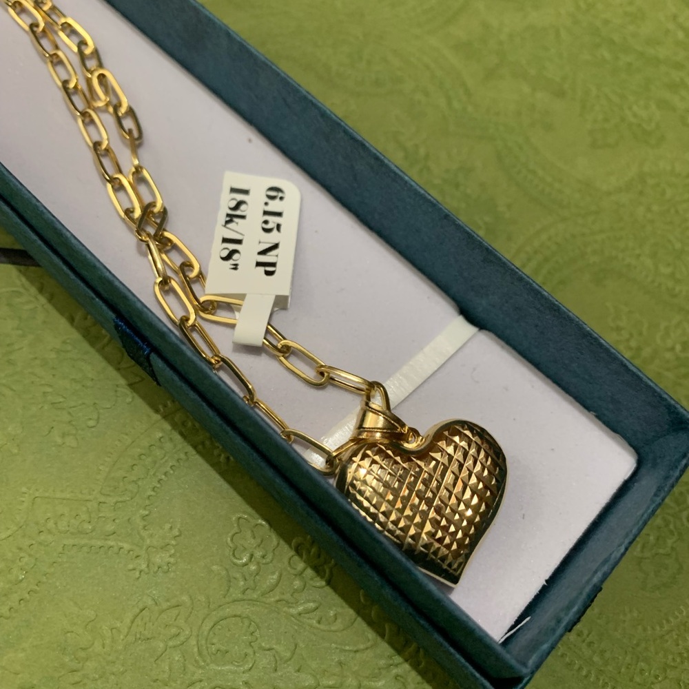 ✨18K Dubai Real Gold Necklace – 18” with Two Design Heart Pendant ✨